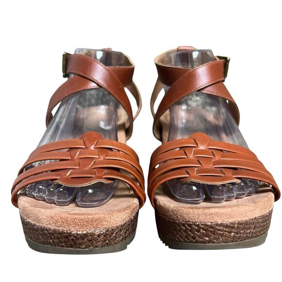 Vionic Clarissa Brown Leather Wedge Sandals Size 9 Strappy - Picture 5 of 14
